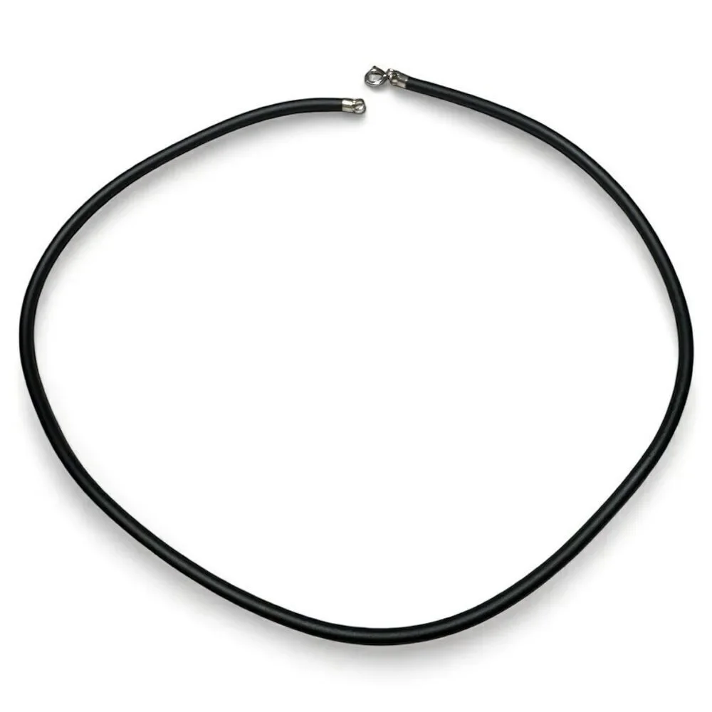14.5” Black Cord Necklace - Minimalist | Unisex 925 Silver Clasp | Pendant Ready